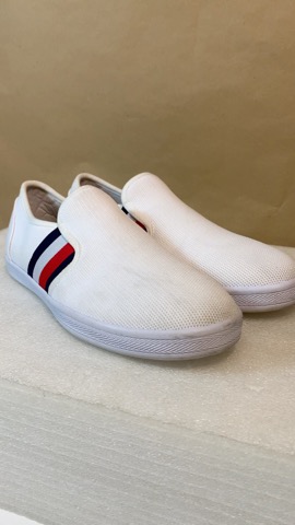 Women Slip On Stylish White Bold Stripes
